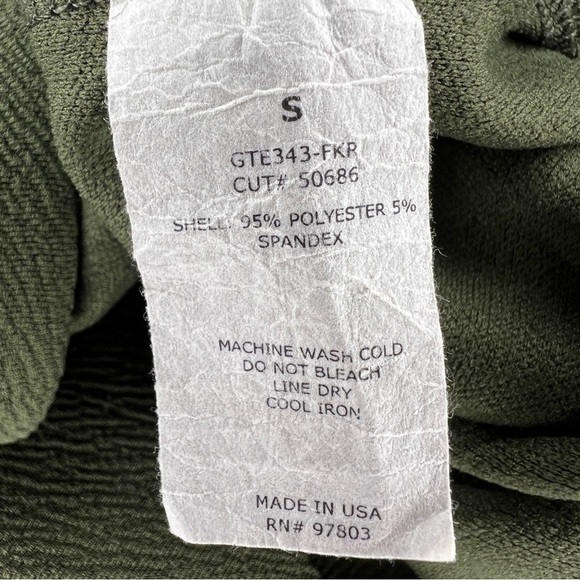 SMALL GREEN ENVELOPE OLIVE GREEN BLOUSE SLIT SLEEVE STRETCH - Picture 11 of 11